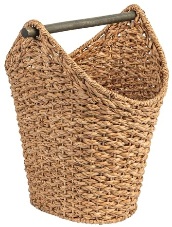 Bankuan Panier à papier toilette ovale tressé avec barre en bois