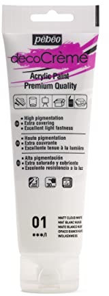 Pébéo Peinture Acrylique Texture Crème pour la Décoration - Finition Mate - 120 ML - Blanc Nuage