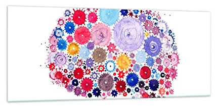 Panorama Bilder auf Glas 100x40cm Glasbild Gehirn Innovation Inspiration Groß Wanddeko Bild im Glas Schlafzimmer Küche Wandbilder Dekoration Wohnzimmer Modern Wand Kunstdruck Art GAB100x40-2977