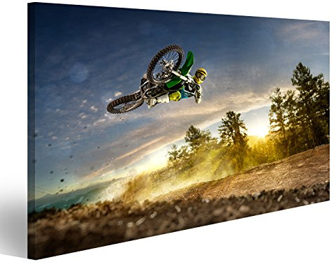 islandburner Bild auf Leinwand Dirt Bike Motocross Rider Flying High Kinderzimmer Bilder Wandbilder Poster