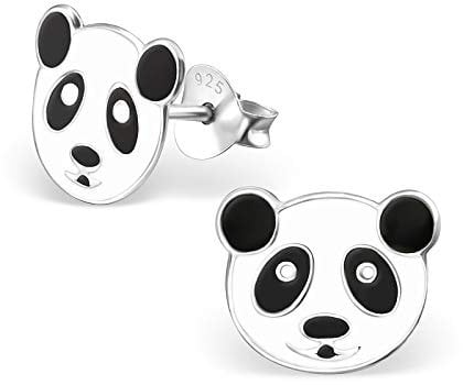 Monkimau Mädchen Ohrringe Panda Kopf Ohrstecker aus 925 Sterling Silver Silber