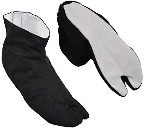 BAY® japanische Tabis Indoor mit Stoff Sohle Tabi Schuhe Ninja kurz schwarz Stoffsohle Baumwollsohle Japan Ninjaschuhe Ninjastiefel