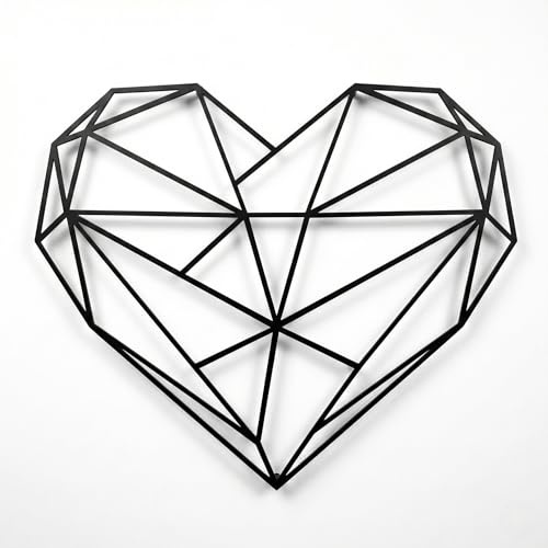 DEKADRON Metallwandkunst, geometrisches Herz, Metallwanddekor (76 x 63 cm)