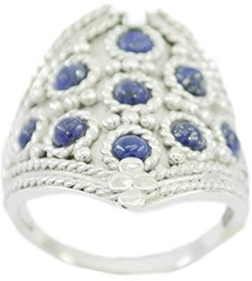 RIYO Schmuck 925er Sterling Silber Bezaubernder natürlicher Blauer Ring, Lapislazuli-Blauer Edelstein-Silberring