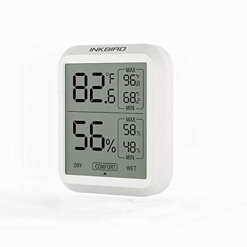 Inkbird ITH-20 Digital Thermometre Hygrometre avec Écran LCD,Min/Max Temperature Interieur Humidité Exterieur pour Frigo,Cave a Vin,Terrarium Reptile,Mini Serre(ITH-20)