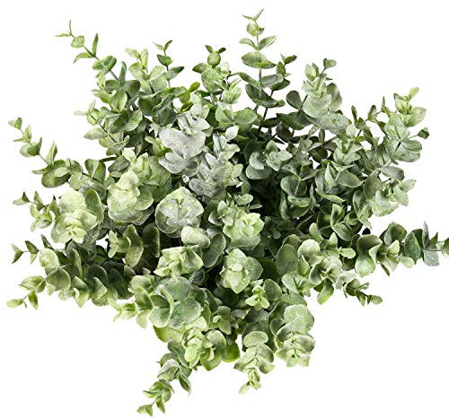 Flojery Künstliche Eukalyptuspflanze aus Silber, Eukalyptus, Zweige, Grün, Hochzeit, Dschungel, Mottoparty, Heimdekoration (grün), 4 Stück