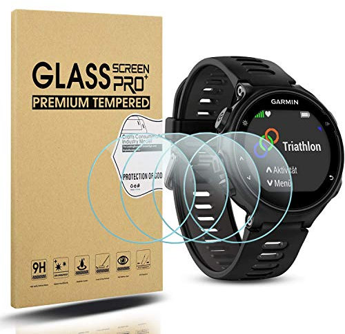 Diruite 4 Pack para Garmin Forerunner 735XT Cristal Templado Protector Pantalla,HD Film 9H Dureza Transparente Antiarañazos Cristal Protector para Garmin Forerunner 735XT