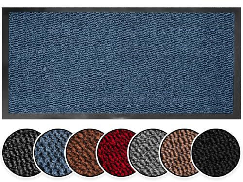BLADO Washable Door Mats Indoor & Outdoor - Non-Slippery Heavy Duty - Stylish & Large Rubber - Perfect Dust Grabbing Doormats (Blue, 60cm x 120cm)