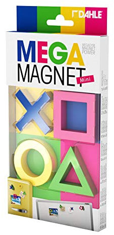 Dahle Mega Magnet Mini Set (4 Magnete in geometrischen Formen, 45 x 45 mm) blau pink gelb grün