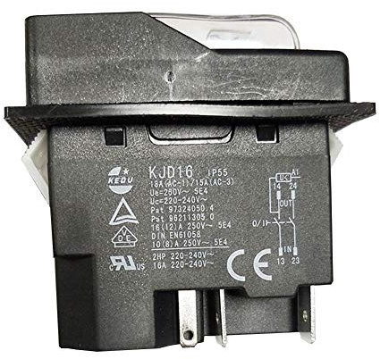 KEDU KJD16 - Interruttore a pulsante elettromagnetico a 5 poli, impermeabile, con protezione da sovraccarico, UVLO per utensili elettrici, attrezzatura per macchine utensili, 250 V, 16 A, 2HP