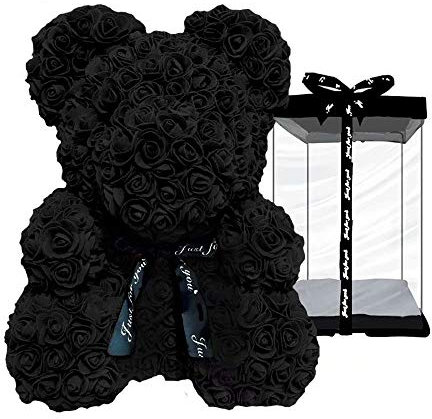 J.AKSO Ours Rose Fait à la Main - l'anniversaire Parfait de l'ours Fleur, de l'ours Rose, de la mère et de l'ours en Peluche Rose. (Noir)