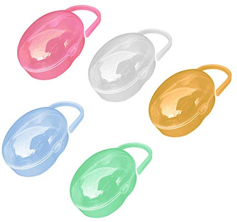 BaiJ Scatolina Succhietto,5 Pezzi Sterilizzaciuccio Portatile Scatola Ciuccio Multicolore Ciuccio da Polvere Healifty Portaciuccio(Giallo+Trasparente+Blu+Rosa+Verde)