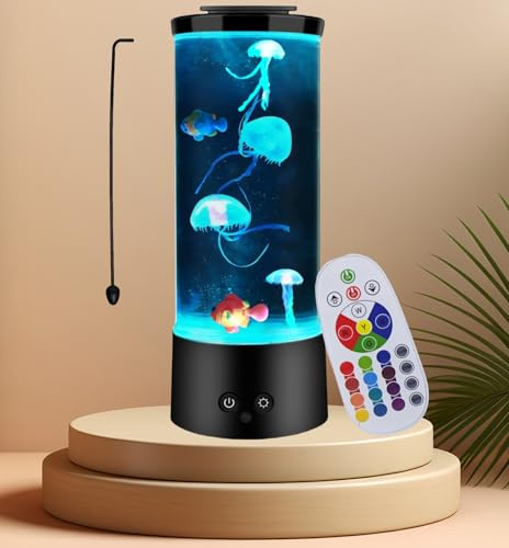 LEHAHA Quallenlampe mit 16 Farbwechseln, entspannendes Stimmungslicht, Geschenk mit Fernbedienung, USB/Akku, Quallen-Aquarium für Zuhause, Büro, Tisch, Raumdekoration, Geschenke für Kinder und