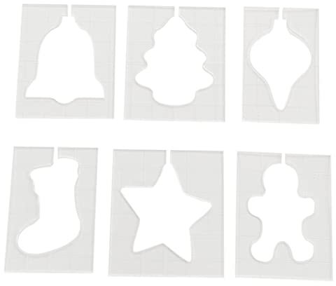 F Fityle 6Pcs Quilting Template Set Christmas Includes Christmas Tree, Stars, Decoration, Socks, Bell, Bear Seam Guide for Handmade Drawing