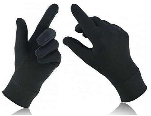 Swift Wear Dünne Innenhandschuhe mit Seidenfutter, für Fahrrad, Motorrad, Skifahren, Radfahren, Wandern, Winter, Thermohandschuhe (Größe L, schwarz)