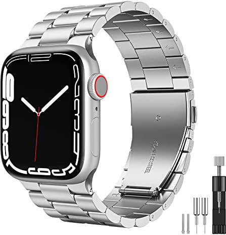 owlhold Compatibile con Cinturino Apple Watch 38mm 40mm 41 mm, Cinturino in Avanzate Acciaio Inossidabile Ricambio Compatibile iWatch Serie 9/8/7/6/5/4/3/2/1/SE per Uomini e Donne - Argento