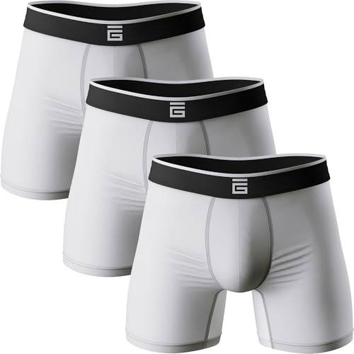 Giovici Boxer Bambou Homme, Caleçon Ultra Doux et Respirant, Lot de 3, Caleçon pour Hommes, sans étiquette, Coupe élastique