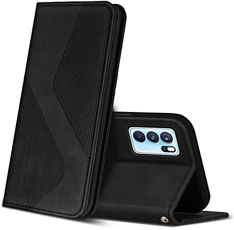 ZONNAVI Cover per Oppo Reno 6 5G, Flip Custodia Pelle PU con [Slot Cart] [Supporto Stand] [Magnetica], Cover a Libro Portafoglio per Oppo Reno 6 5G (Nero)
