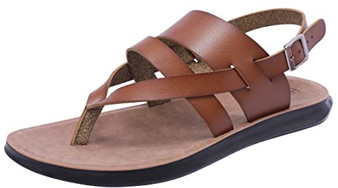 Harssidanzar Herren sandalen,Sommer bequemeverstellbare Knöchelriemen flache Slip On Sandalen für Herren KM218EU, Khaki, Größe 43