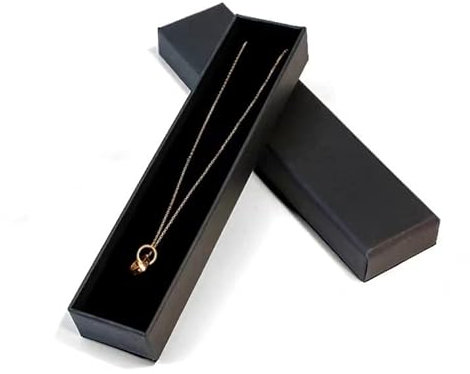 Necklace Bracelets Watch Pen Chain Gift Box Black Long Necklace Case Kraft Paper Jewelry Box Gift Box for Neckalce for Earrings Chain Jewelry Gift box for Mens Women 21 * 4 * 2.4cm