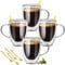 4 x 350 ml Doppelwandige Kaffeetassen,Cappuccino Tassen,Glastassen mit Henkel,Espressotassen,Latte Macchiato Brillen,Hitze und Kältebeständigkeit,für Cappuccino,Latte,Tee,Milch,Bier