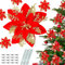 16 Stücke Weihnachten Glitter Weihnachtsstern Blumen künstliche Weihnachten Blumen mit Clips und Stiele für Weihnachtsbaum Ornamente Home Decoration(rot)