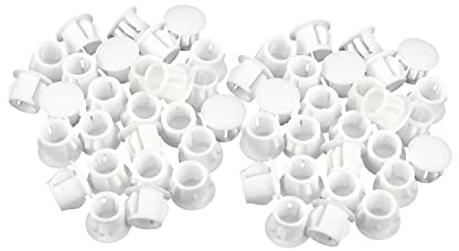 Bouchon à Trou en Plastique, 8mm Bouchons de Trou de Type Affleurant Rond Verrouillage Embout d'Insertion Capuchon Trou de Perçage pour Armoires Machines Meubles (50pcs, Blanc)