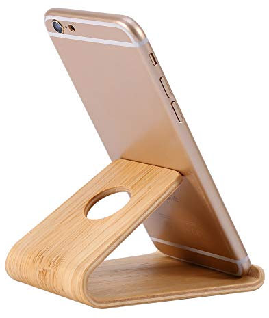 Bamboo Cell Phone Stand For Desk Universal Wooden Phone Stand, Wooden Cell Phone Holder Desk Tablet Stand Wood Desktop Dock Cradle For Ipad And All Phones