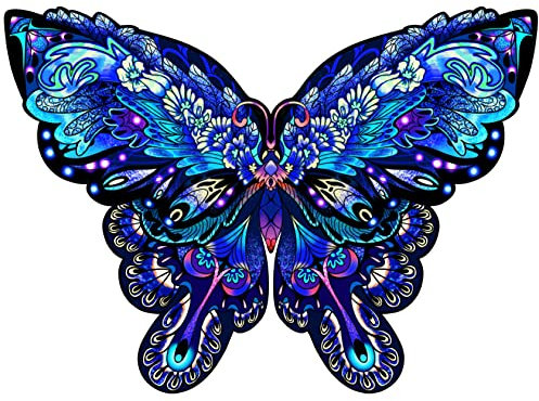 Logica Giochi Art. Schmetterling der Nacht - Mandala Puzzles - Holzpuzzle - Verrückte Formen - 28 x 20,4 cm - 110 Stück …