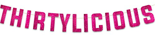 Thirtylicious Pink Glitter Banner Happy 30th Birthday Party Banner 30th Wedding Anniversary Decorations Milestone Birthday Party Decorations