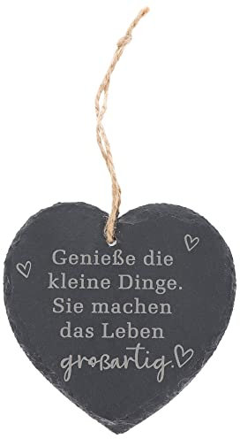 Spruchreif | Kleines Schieferherz mit Gravur | Schieferherz mit Spruch | Schiefertafel in Herzform mit Kordel zum Aufhängen | Wanddeko mit Sprüchen | Schiefer Türschild | Dekoherz | Lebensweisheiten