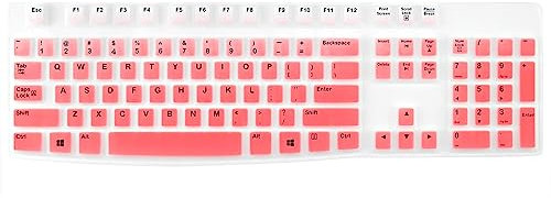 Skin de clavier ergonomique pour clavier USB de bureau Logitech K120 et MK120 – Disposition américaine, imperméable, anti-poussière et protection améliorées (rose)