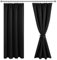 JIUZHEN Vorhänge mit Kräuselband Gardinen Wohnzimmer Verdunklungsvorhänge Vorhang Blickdicht Vorhänge Schlafzimmer Thermovorhang Schwarz,H183 x B117 cm,2er Set