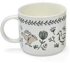 Cooksmart British Designed Stacking Coffee Mug | Ceramic Coffee Mugs for Home or Work | Large Mugs for Hot Drinks | Tea and Coffee Cups - Country Animals