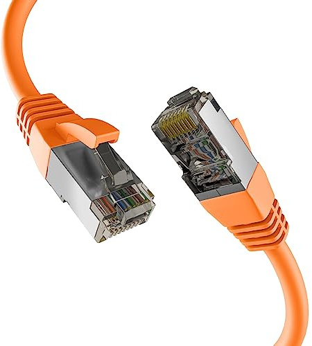 EFB-Elektronik - CAT. 8 Netzwerkkabel bis zu 40 Gbit - 0,5 m LAN Kabel Ethernet Kabel Patchkabel mit Knickschutz - PoE Übertragung von Daten und Strom - RJ45 Anschluss, S/FTP PIMF Schirmung - Orange