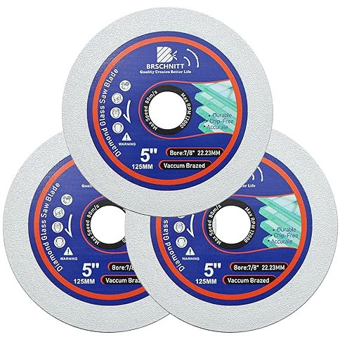 Glas Schneiden Trennscheibe, BRSCHNITT 3 Stück Professional Diamantscheibe 125mm, Diamanttrennscheibe Glasschneider für Flaschen, Porzellan, Jade