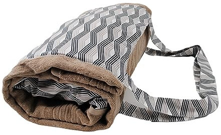 POWER INN Strandtuchtasche ca. 95x178cm | Liegehandtuch 3in1 mit integriertem Kissen und Tasche | großes Badetuch (Taupe mit beige/schwarzem Wellenmuster)