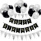 Luftballons Geburtstag Dekoration Set, Schwarz Silber Geburtstagsdeko Happy Birthday deko Banner Party Deko Geburtstag Set mit Silber Luftballons Konfetti Ballons Dreiecksflaggen Girlanden(S+SJQ)