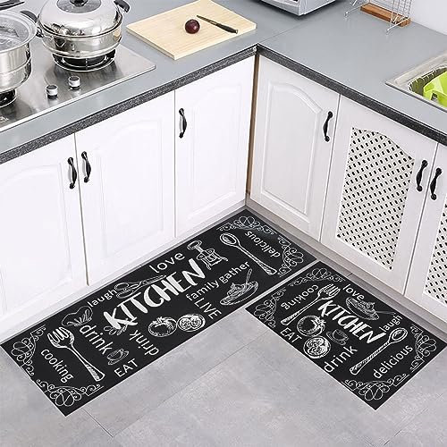 7VSTOHS Juego de 2 Alfombras de Cocina Antideslizantes, Alfombras Modernas Lavables para Pasillo, Comedor y Entrada, 50x80cm + 50x150cm