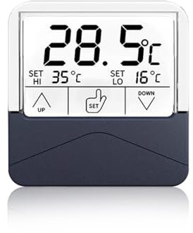 Aquarium Thermometer, Digital Aquarien Thermometer mit LCD-Display zum Kleben von außen, Touchscreen/Flash-Alarm, ℃/℉ Umschaltbar, für Süßwasser und Meerwasser
