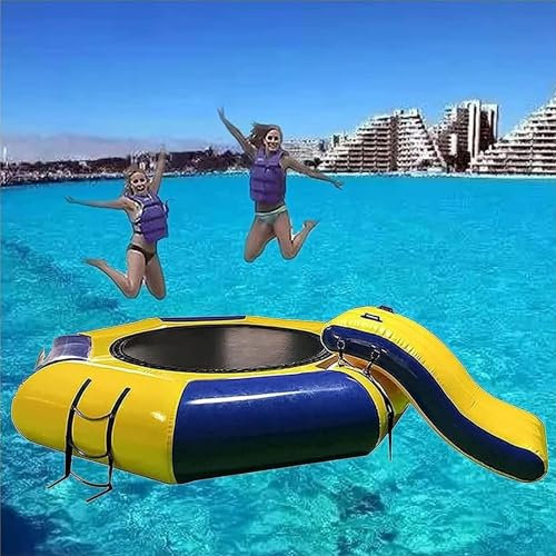 MBCEYLSTUB Inflatable Water Trampoline, Lake Trampoline Water Inflatable Swimming Platform with Escalator And Water Sports Ladder,16.4Ft/5M
