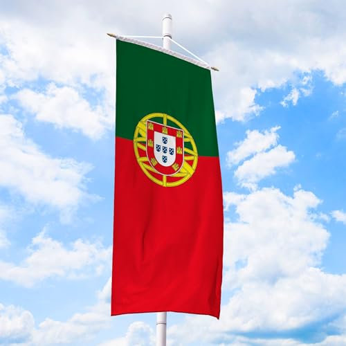 Portugal Flagge 80 x 200 cm - für Fahnenmast, Portugalfahne aus reißfestem Fahnen-Polyester-Stoff, Bannerfahne wetterfest und UV-beständig