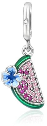 BEEUVIP Damen Wassermelone Anhänger Charm Anhänger für Armband 925 Sterling Silber Geburtsstein Charms Beads