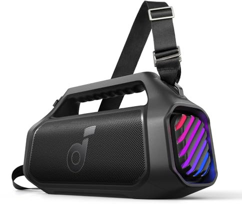 soundcore Boom 2 Plus Outdoor Lautsprecher, 140W, 2+2 Channel, BassUp 2.0, 20h, Schnellladung, IPX7 wasserdicht, RGB Lichter, USB-C, Power Bank, BT 5.3(Generalüberholt)
