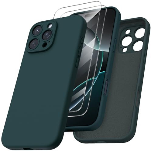 ORNARTO Compatible with iPhone 16 Pro Max Case Shockproof with Screen Protectors, Waterproof Liquid Silicone Rubber Full Cover Protective Case for 6.9 inch-Olive Green