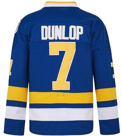 Herren Eishockey-Trikot #7 Reggie Dunlop 90er Jahre Hiphop Party Kostüm Shirts, Blau, XL
