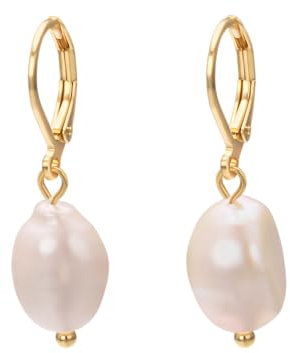 Vissen Ohrringe Süßwasserperlen Weiß 18k Gold Hängend Damen Ohrringe Barockperlen Vergoldet Creolen Modeschmuck Ohrringes
