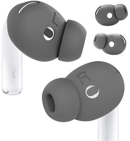 DamonLight 2 paia di gommini per auricolari AirPods 4 Grip, in silicone, con custodia aggiuntiva, brevetto statunitense, compatibili con Apple AirPods di 4a generazione (grigio)