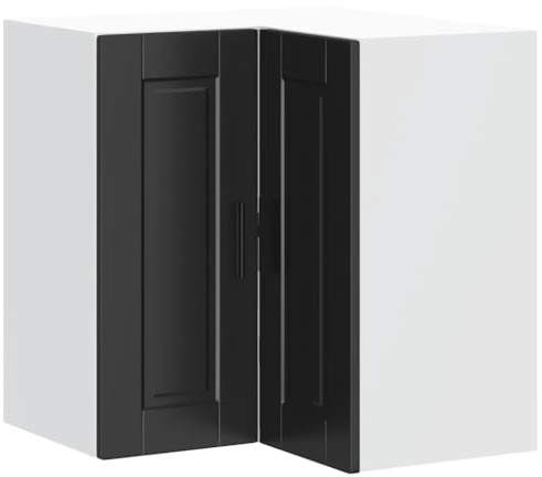 vidaXL Kitchen Wall Corner Cabinet Porto Black Engineered Wood