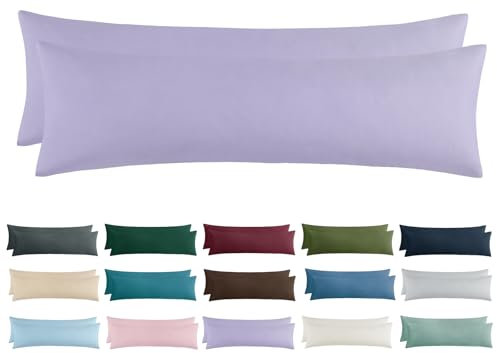 Aisbo Kissenbezug 40x145 2er Set - Seitenschläferkissen Bezug 40 x 145 Lavendel mit Reißverschluss aus Mikrofaser Weich, ÖKO-TEX Kopfkissenbezug 145x40 für Seitenschläfer Kissen